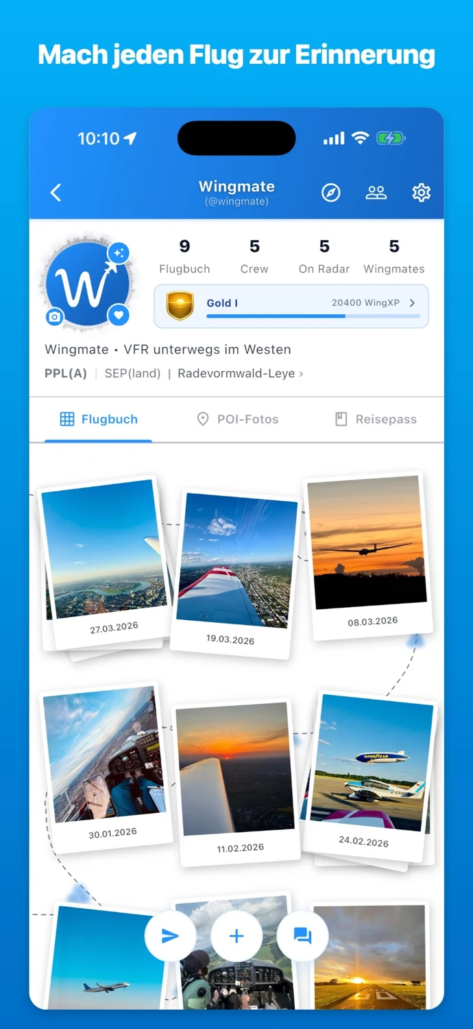 Persönliche Flugerinnerungen in Wingmate